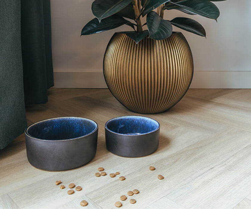 AVA Ceramic Dog Bowls - Handmade Stoneware Bowl with Optional Raised Wooden Feeding Stand