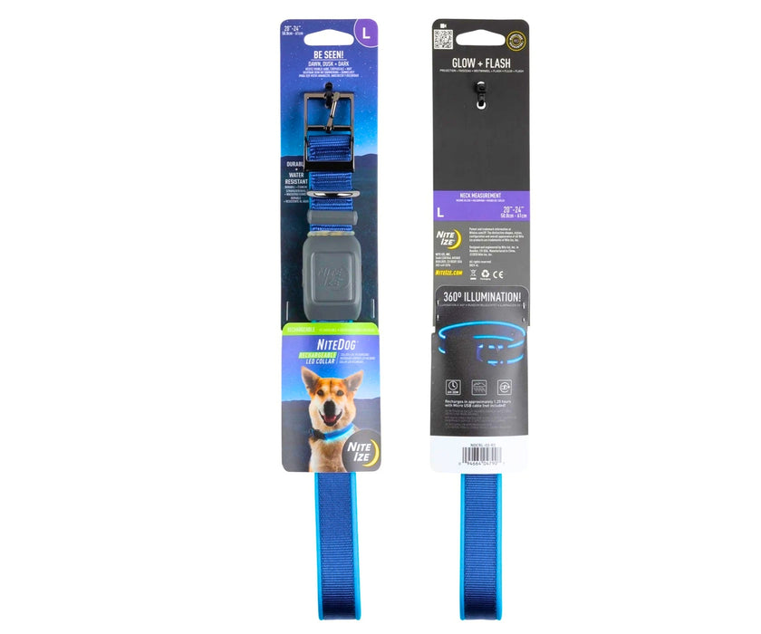 Nite Ize NiteDog Rechargeable LED Dog Collar - Bright End-to-End Illumination with Water Resistant Belt-Buckle Closure