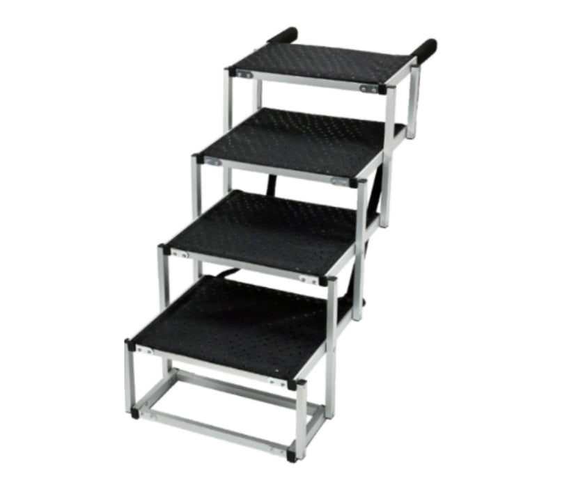 Zoomadog 4-Step Aluminium Foldable Dog Steps - Help With Car Access for Dogs up to 70kg (63.5cm High × 76cm Deep)