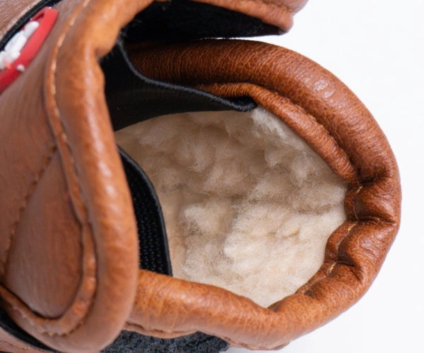 Leather Dog Tan Dog Boots with Fleece Lining - Durable Boots for Comfort & Protection (four boots)