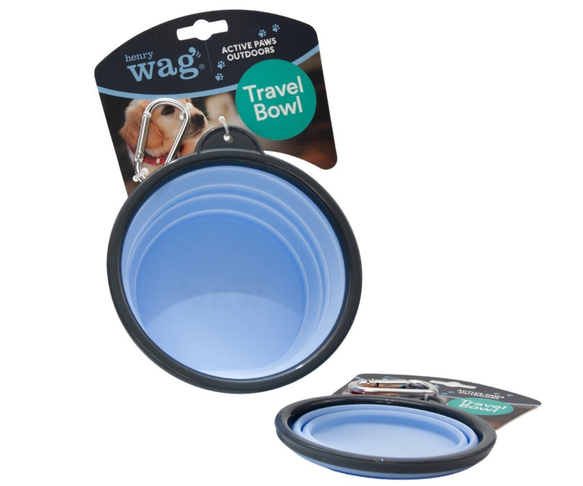 Henry Wag Dog Travel Bowl - Collapsible Dishwasher Safe Bowl with Clip 750ml