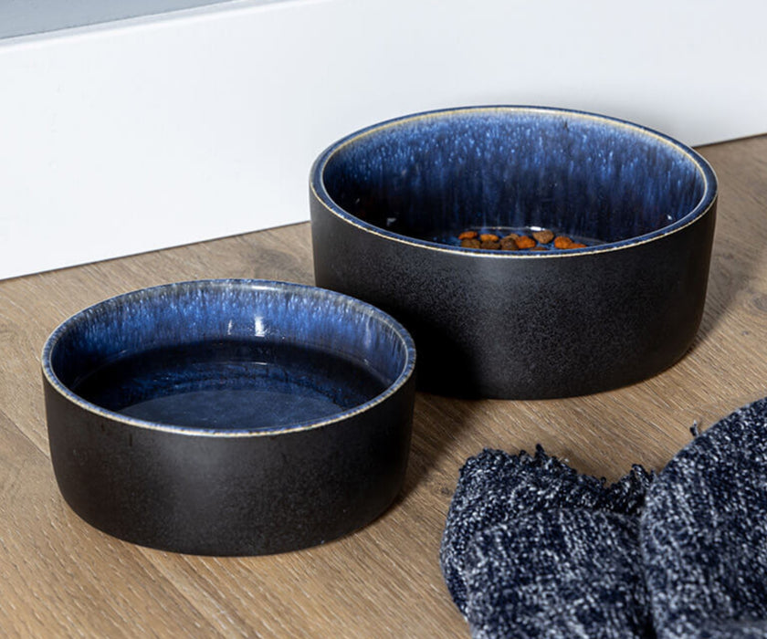 AVA Ceramic Dog Bowls - Handmade Stoneware Bowl with Optional Raised Wooden Feeding Stand