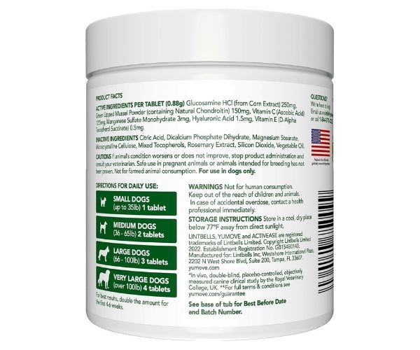YuMOVE Joint Care Supplement for Adult Dogs - Soothes Stiff Joints 60, 120 or 300 Tablets