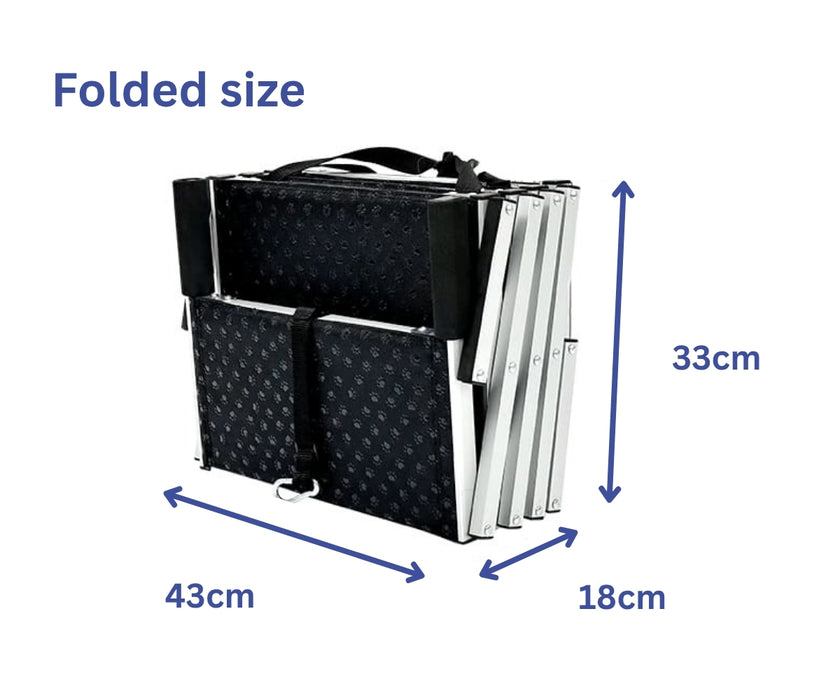 Zoomadog 4-Step Aluminium Foldable Dog Steps - Help With Car Access for Dogs up to 70kg (63.5cm High × 76cm Deep)