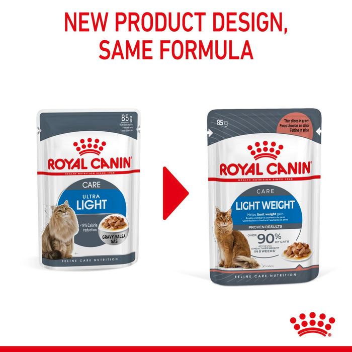 Royal Canin LightWeight Care Thin Slices in Gravy Cat Food 85g x 12 Pouches