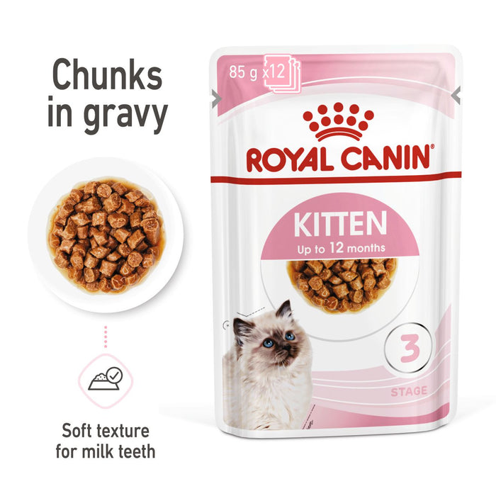 Royal Canin Kitten Wet Cat Food in Gravy 85g x 12 Pouches