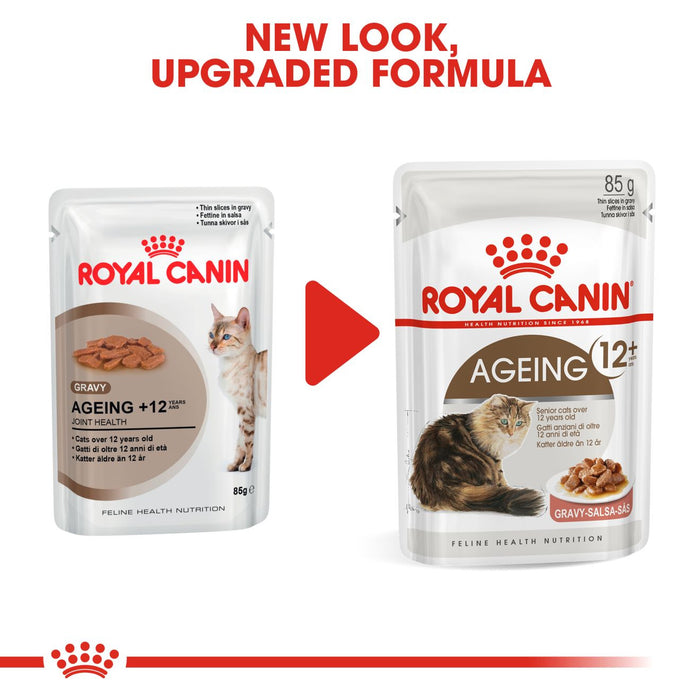 Royal Canin Ageing 12+ Thin Slices In Gravy Cat Food 85kg x 12 Pouches
