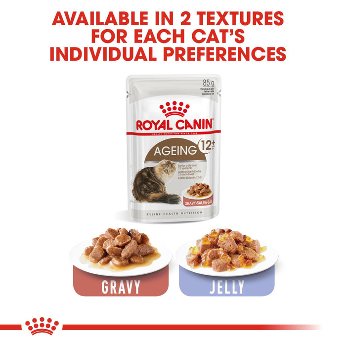 Royal Canin Ageing 12+ Thin Slices In Gravy Cat Food 85kg x 12 Pouches