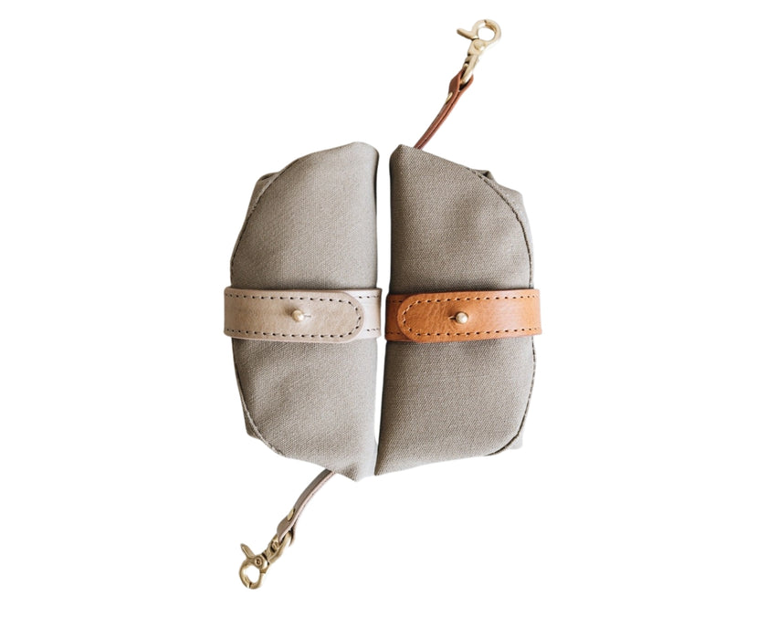 Foldable Waxed Canvas Dog Travel Bowl by Melo - Easily Roll Down with Carabiner Clip for Walks & Travel