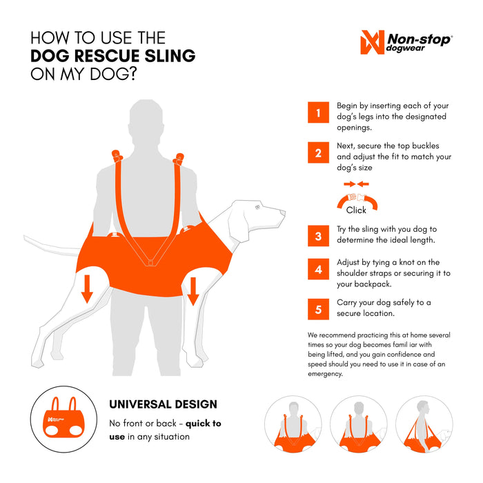 Non-Stop Dogwear Full Body Dog Sling - Help Your Dog Through Injury, Recovery & Adventure up to 50kg