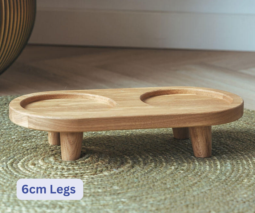 AVA Raised Wooden Dog Feeding Tray - Solid Oak Tray For Improved Digestion & Better Posture. 6cm or 12cm High