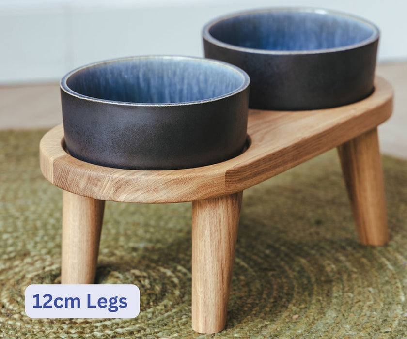 AVA Raised Wooden Dog Feeding Tray - Solid Oak Tray For Improved Digestion & Better Posture. 6cm or 12cm High