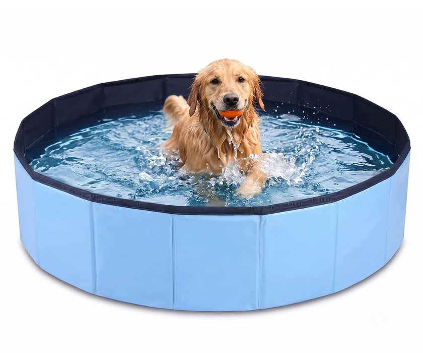 Dog Swimming Pool by Zoomadog - Foldable, Non-Slip Pool for Play & Cooling in Summer (Sky Blue)