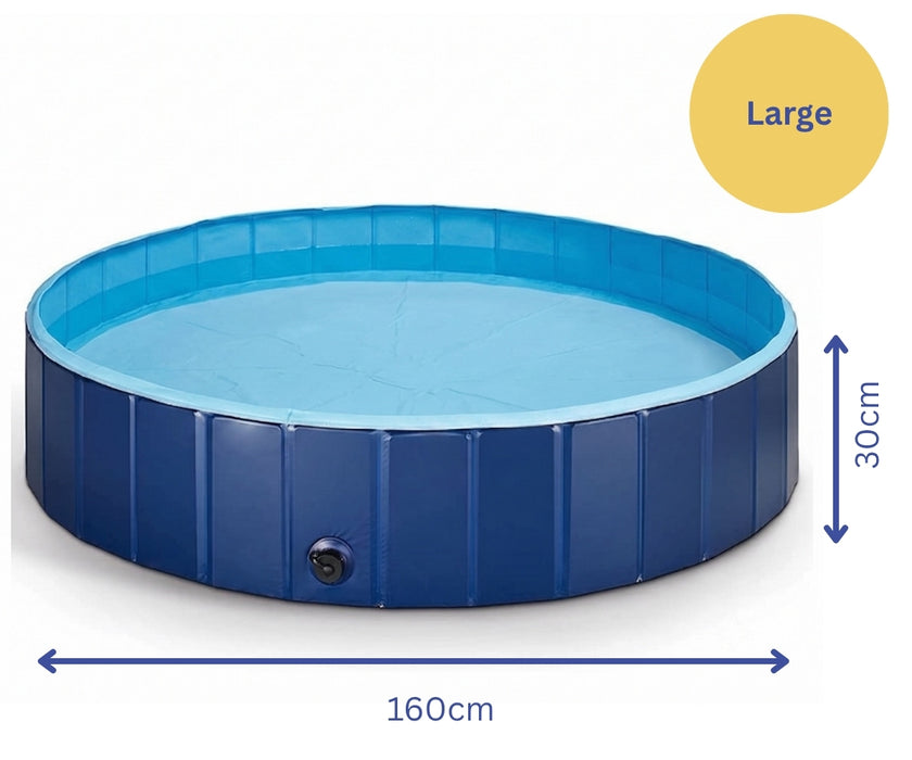 Dog Swimming Pool by Zoomadog - Foldable, Non-Slip Pool for Play & Cooling in Summer (Blue)
