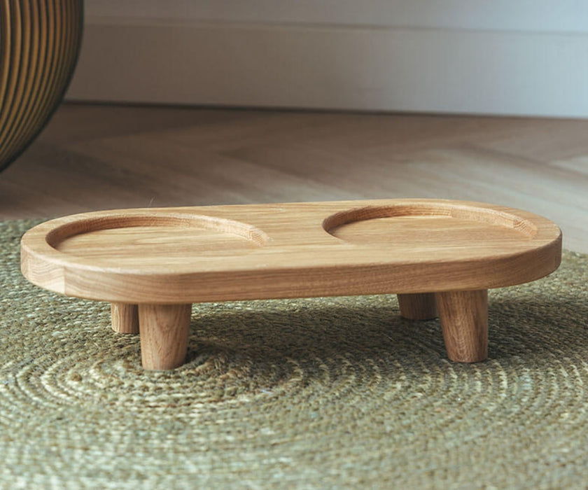 AVA Raised Wooden Dog Feeding Tray - Solid Oak Tray For Improved Digestion & Better Posture. 6cm or 12cm High