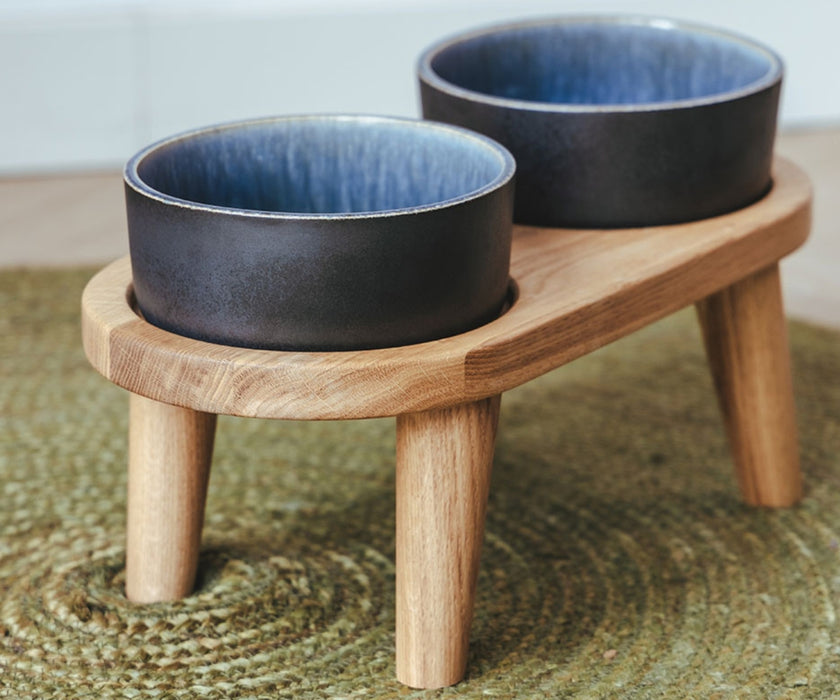 AVA Raised Wooden Dog Feeding Tray - Solid Oak Tray For Improved Digestion & Better Posture. 6cm or 12cm High