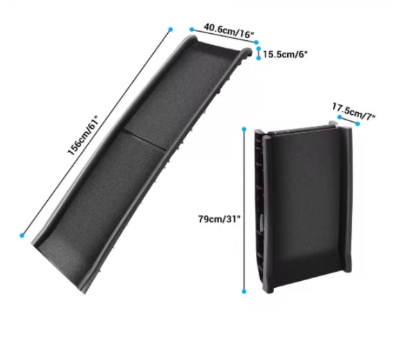 Zoomadog Foldable Non-Slip Dog Ramp - Portable Access Ramp for Dogs up to 68kg (156cm Long × 41cm  Wide, black)