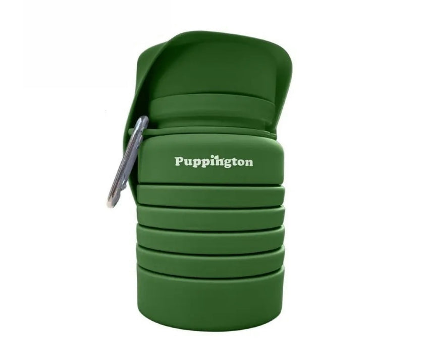 Dog Travel Water Bottle by Puppington - Leakproof Collapsible Bottle with Built-In Drinking Bowl 550ml