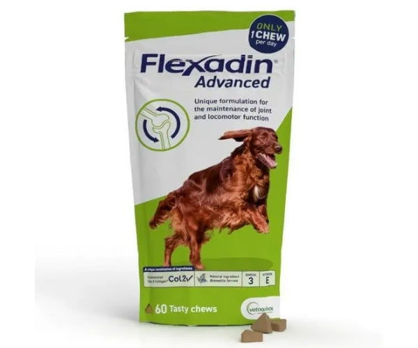 Flexadin Advanced UC-II Joint Supplement for Dogs - Supports Joint Health & Mobility 30 or 60 Chews
