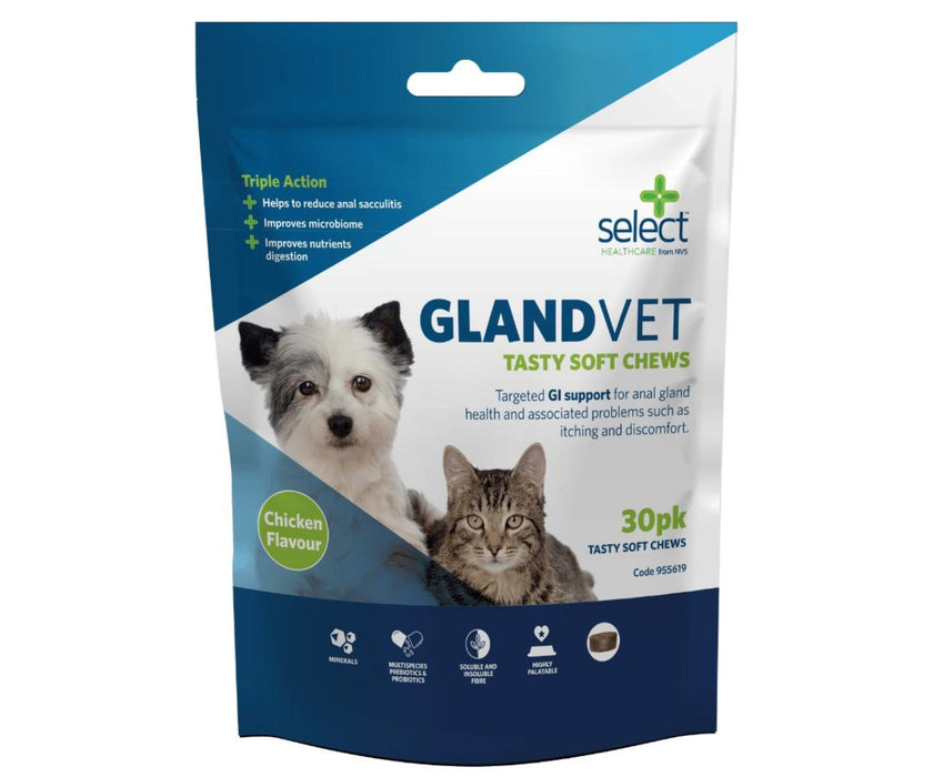 GlandVet Anal Gland Support Chews for Dogs - Balances Inflammation & Aids Gut Health 30 Soft Chews