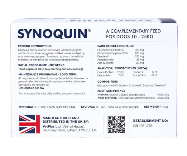 SYNOQUIN Medium Breed Joint Supplement for Dogs - Joint & Arthritis Support 120 Capsules
