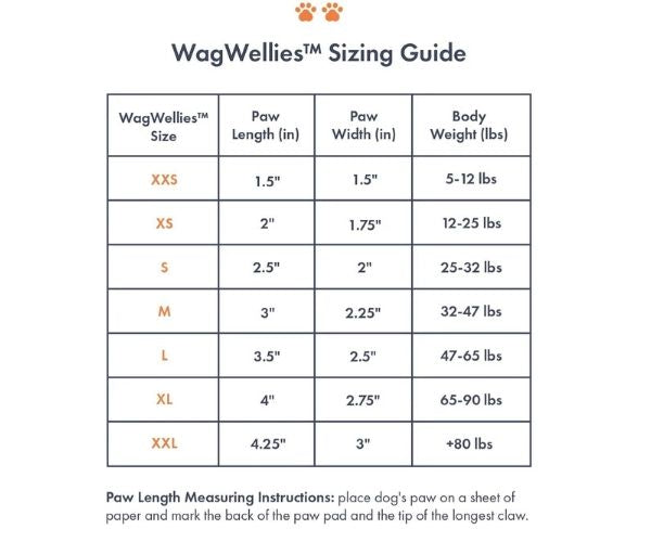 WagWear Wellies Boots Sizes