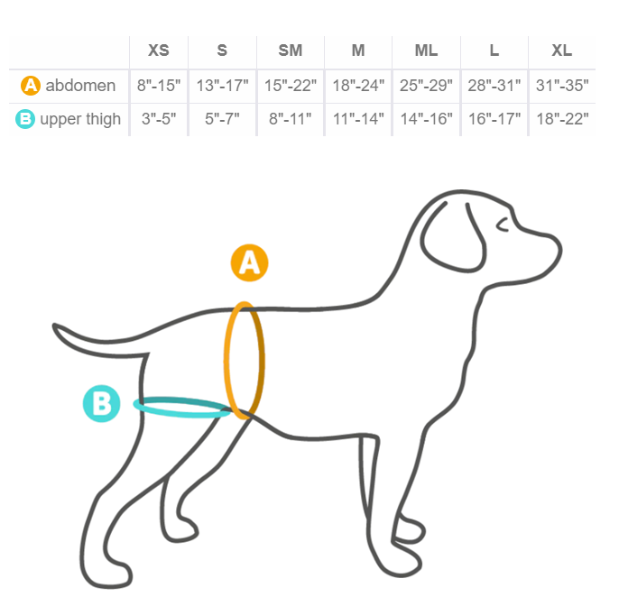 Walkabout Rear Amputee Dog Harness Sizes